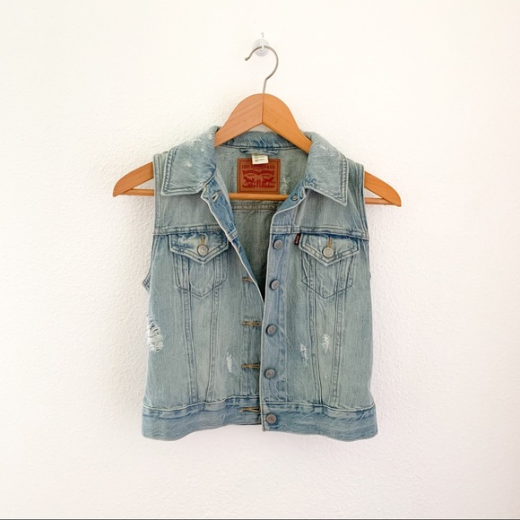 Levi's Tops - Levi’s | Lightwash Distressed Denim Vest